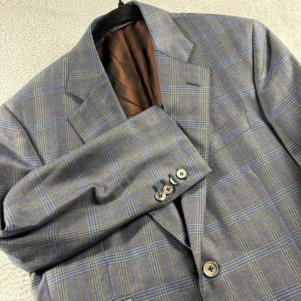 Brooks Brothers Golden Fleece Blazer Regent Full Canvas Blue Plaid Sport Coat 37
